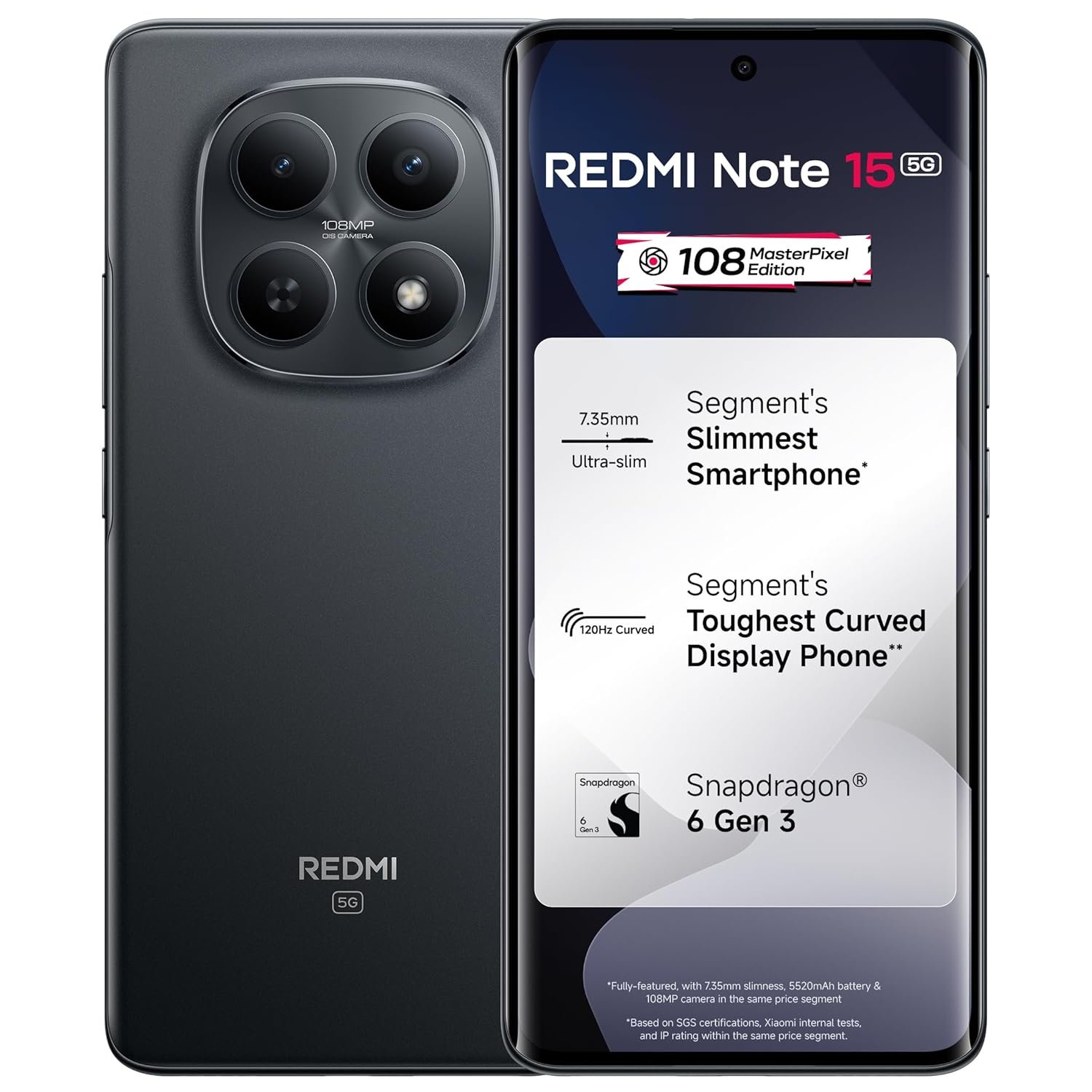 REDMI Note 15 5G (Black, 8GB RAM 256GB Storage) | 108MP OIS Camera